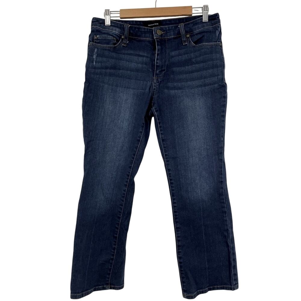 Who What Wear Dark Wash Straight Leg Jeans Women’s 10 Blue Denim Cropped